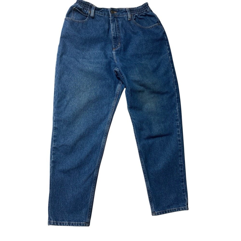 L.L.Bean Jeans Womens 12P Blue Denim Comfort Waist‎ Retro 30x28 Cotton Tapered